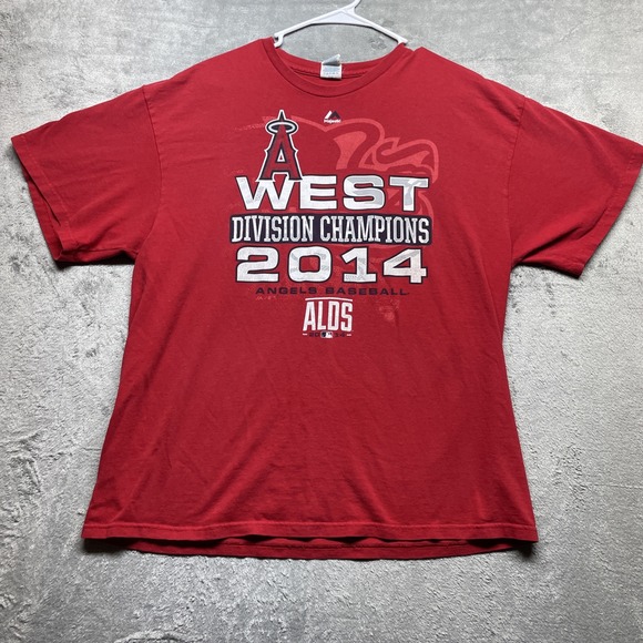 LA Angels Mens 2014 West Division Champions T Shirt Red Size XL Majestic - Picture 1 of 6